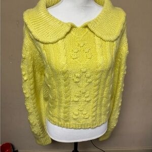 Lush Lemon Cowl Neck Sweater Acrylic, L
